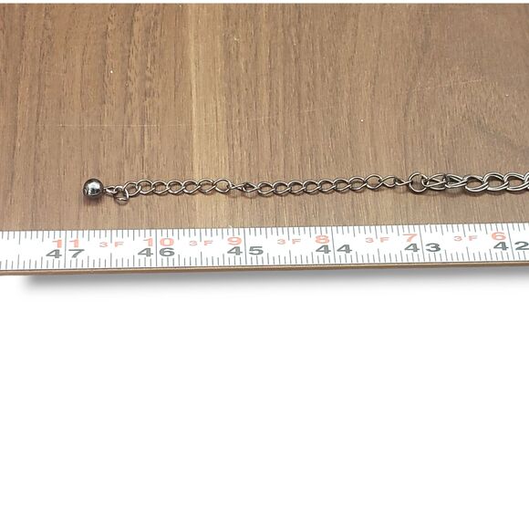 Chico's Gunmetal Gray Chain Faux Pearl Smoke Rhinestone Satellite Bead Necklace - Picture 8 of 8